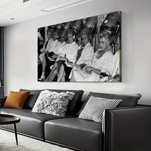 Vista 2 de Hair Salon 90s Retro Barber Store Retro Beauty Salon Hanging Canvas Painting Posters Mural and Prints Wall Art Hd Pictures for Living Room