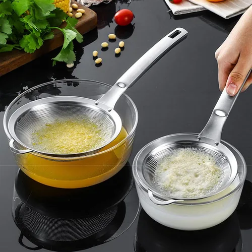 Vista 2 de 2 tamices de malla de acero inoxidable, tamiz fino de harina para hornear, cocinar y té, mini coladores de acero inoxidable 304, colador para quinua