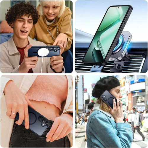 Vista 7 de teloxy Funda magnética para Samsung Galaxy S25, protección contra caídas de grado militar, antihuellas, delgada, a prueba de golpes, duradera
