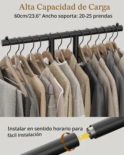 Vista 5 de OUTBROS Perchero de metal grande independiente con base de roca, negro