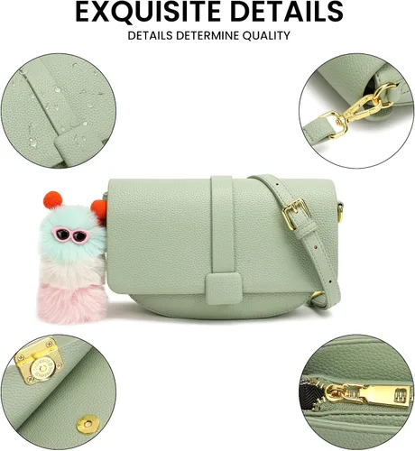 Vista 4 de Bolsos cruzados para mujer, bolsos de hombro para mujer, bolso cruzado para mujer, bolso pequeño de cuero, colgante