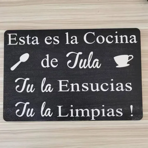 Vista 6 de Letrero de cocina de madera, 8 x 12 pulgadas, rústico, negro, montaje en pared, decoración de cocina española