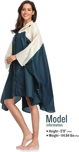 Vista 2 de SaphiRose Poncho de lluvia unisex con capucha impermeable para mujeres adultas