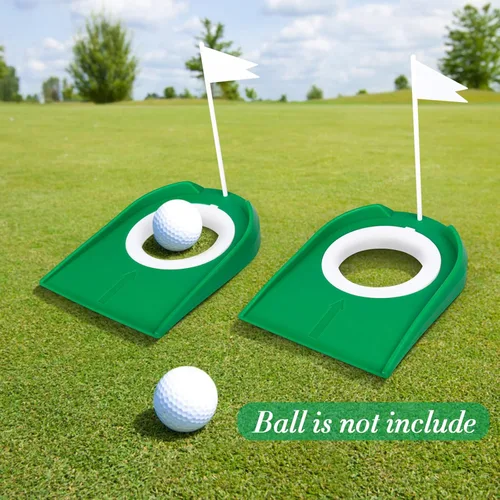 Vista 3 de Hooqict Taza de golf y bandera para práctica en interiores, ayudas de entrenamiento de plástico para niños y adultos, para interiores y exteriores