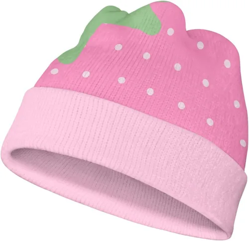 Vista 22 de AmzPrint Gorro térmico de invierno con estampado de lunares blancos y fresas rosadas, talla única