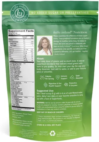 Vista 2 de Kathy Ireland Nutrition Polvo Super Greens a base de plantas, sandía, 9.5