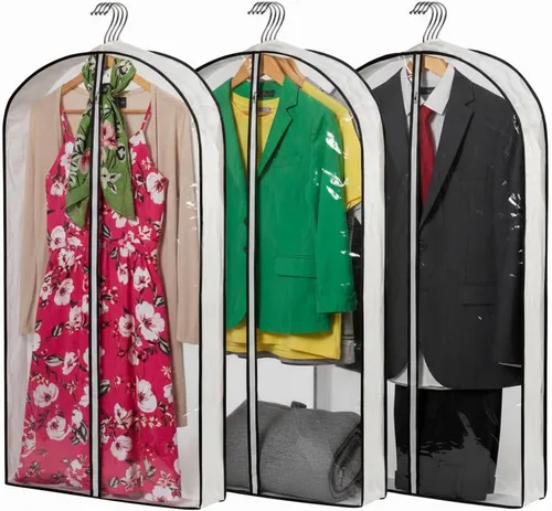 Vista 10 de Mskitchen Almacenamiento de ropa colgante con fundas reforzadas de 4 pulgadas (juego de 6) – Traje transparente, suéter, camisa, protectores