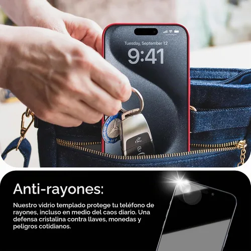 Vista 7 de Deppa Protector de pantalla de privacidad premium para iPhone 15 Pro (6.1 pies), vidrio templado de borde a borde, cubierta completa con bandeja