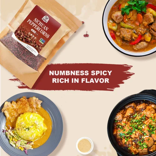 Vista 3 de 52USA Pimienta Sichuan, granos de pimienta Szechuan (4 onzas), auténtica pimienta roja Szechuan, menos semillas, sabor fuerte, granos de pimienta