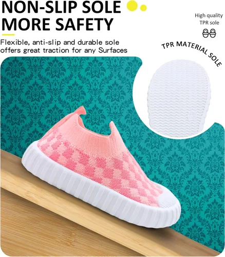 Vista 5 de SEBELLST Zapatos de bebé para niños y niñas, zapatillas antideslizantes y transpirables, suela plana de goma suave, zapatillas de malla casual