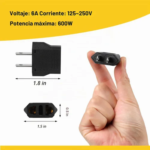 Vista 2 de 6 Pack Adaptador de Enchufe Europeo a EE. UU., Adaptador de Enchufe de Salida Europeo a Americano Pequeño para Viajes, Adaptador de Enchufe Europeo