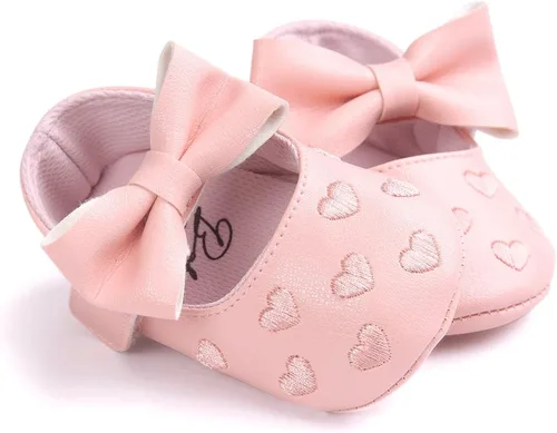 Vista 5 de RVROVIC Zapatos de bebé para niñas, suela suave, zapatos planos Mary Jane, vestidos de princesa, zapatos de poliuretano lindo lazo precaminante