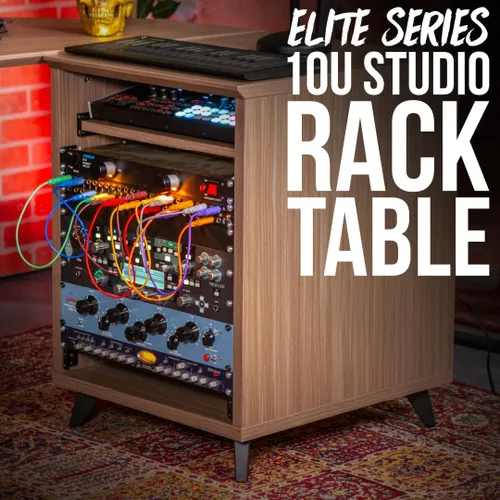 Vista 6 de Gator Frameworks Serie Elite 10U Estantería de Estudio para Escritorio con Bandeja Deslizante y Pasaje de Cables Posterior, Acabado Negro