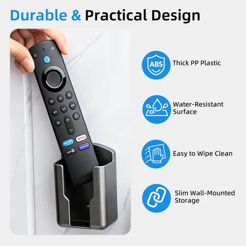 Vista 6 de Soporte remoto compatible con Fire TV Stick Alexa Voice Remote, autoadhesivo, soporte para control remoto de TV, ajuste cómodo de precisión