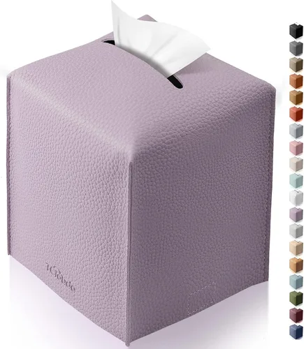 Vista 10 de Funda cuadrada para caja de pañuelos de piel sintética moderna para decoración creativa, paquete de 2, ideal para baños, oficina, coche, mesita