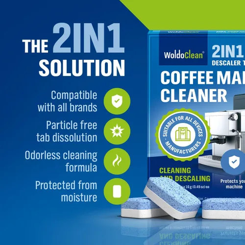 Vista 2 de WoldoClean - Tabletas descalcificadoras 2 en 1 para cafeteras 6 x 0.56 oz
