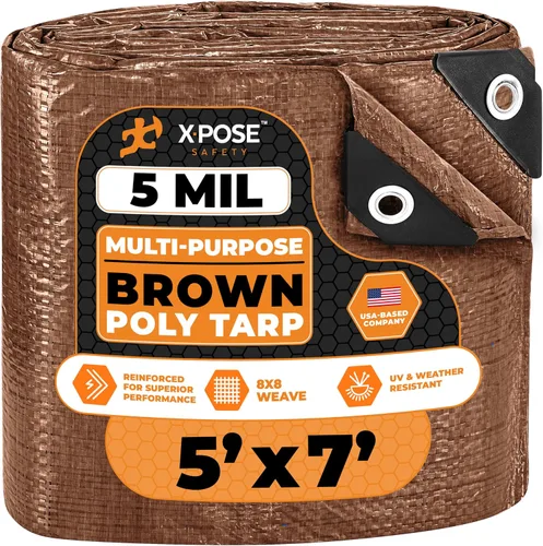Vista 109 de Xpose Safety - Lona de polietileno ligera azul – Funda protectora multiusos, paño de goteo – duradero, impermeable, resistente a la intemperie