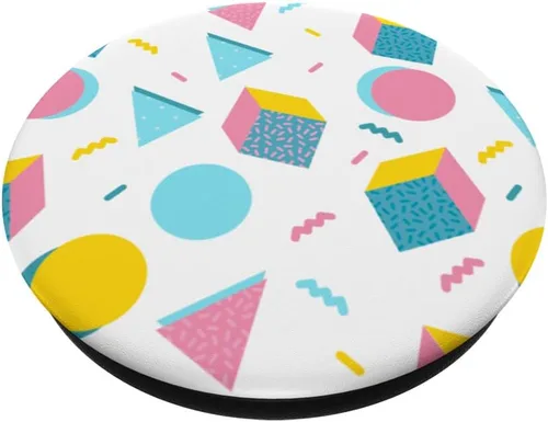 Vista 2 de PopSockets de los años 80 y 90 colores pastel con patrón geométrico intercambiable PopGrip