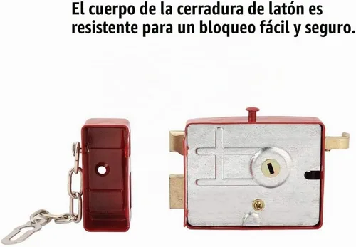 Vista 5 de Cerradura de seguridad roja resistente de la puerta delantera de la puerta de 1.772 in-2.165 in con llaves