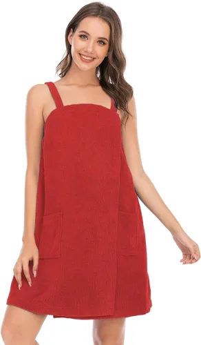 Vista 44 de Veseacky Toalla de baño para mujer con bolsillo, bata de spa ajustable y diadema facial