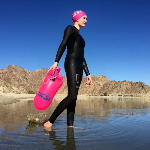 Vista 6 de New Wave Swim Buoy para nadadores de aguas abiertas, triatletas y solo tus compañeros de natación, flotador de remolque para entrenamiento seguro