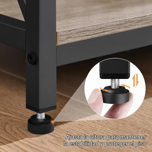 Vista 9 de Yaheetech Soporte de TV Industrial para TV de 55 Pulgadas, Mesa de Centro de Entretenimiento y Consola de Medios con Almacenamiento Abierto para Gris