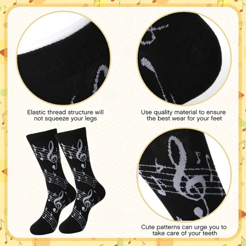 Vista 2 de 4 pares de calcetines de vestir musicales para hombre, calcetines de guitarra, calcetines novedosos, para amantes de la música, regalos