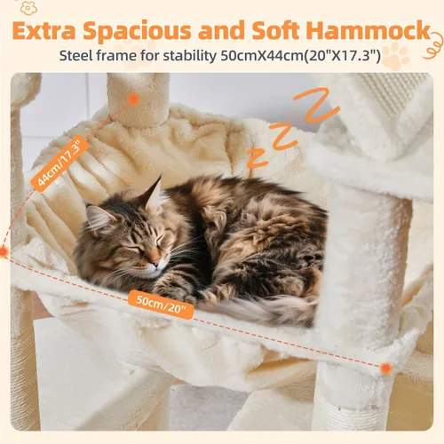 Vista 98 de Taoqimiao Árbol para gatos de 57.5 pulgadas, torre para gatos de interior para adultos, condominio extragrande para gatos, 8 postes rascadores