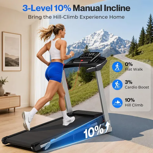 Vista 2 de Cardirun Cintas de correr plegables para el hogar con 10% de inclinación