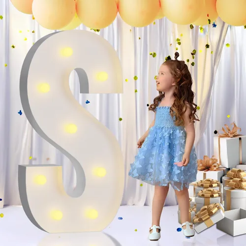 Vista 44 de IMPRSV Letras de mosaico iluminadas de marquesina, 4 pies para globos y fiestas, decoración de kit de arco