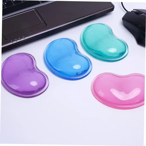 Vista 9 de Ciieeo Almohadilla de silicona azul con reposamuñecas con forma de corazón relleno de gel para computadora, soporte de muñeca para teclado