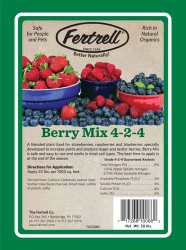 Vista 4 de Berry Mix 4-2-4 Fertilizante orgánico, 5lb, 25lb o 50lb