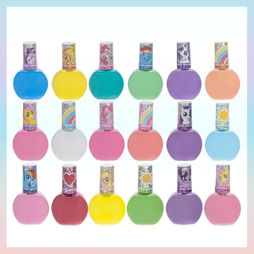 Vista 2 de Townley Girl My Little Pony Esmalte de uñas no tóxico a base de agua, juego de esmaltes desprendibles con colores brillantes y opacos para niñas