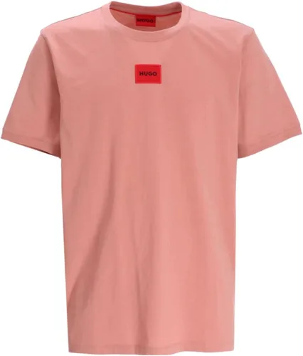 Vista 41 de Hugo Mens Ribbed Crew Neck Regular Fit Center Logo T-Shirt Blanco (Chalk White)
