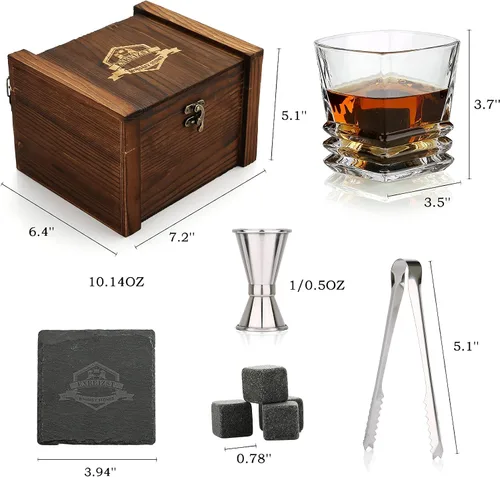 Vista 3 de EXREIZST Juego de Regalo de Piedras de Whisky - Regalos de Whisky para Hombres, Rocas de Whisky de Granito Refrigerantes, Juego de Caja de Regalo