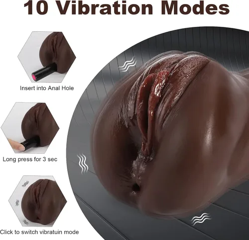 Vista 2 de Masturbadores Masculinos de Bolsillo con Vibrador de Bala - Masturbador Masculino 3 en 1 con 10 Modos de Vibración, Coños de Bolsillo con Boca