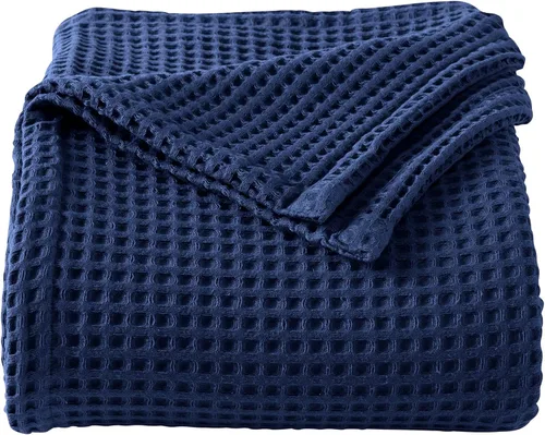 Vista 16 de Manta de cama 100% algodón con tejido waffle Suave, transpirable y ligera para todas las estaciones Perfecta para superponer Colección Brielle