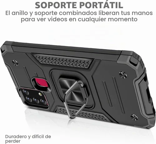 Vista 2 de Asuwish Funda de teléfono para Samsung Galaxy M30s M21 M31/M21s/F41 y protector de pantalla de vidrio templado, accesorios de soporte de anillo