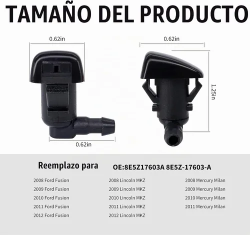 Vista 7 de HiSport 8E5Z-17603-A Boquilla para limpiaparabrisas – Compatible con Ford Fusion Lincoln MKZ 2008 2009 2010 2011 2012 Mercury Milan 2008 2009 2010