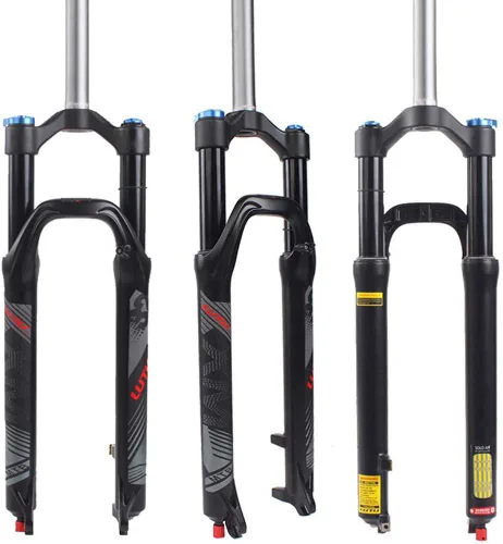 Vista 11 de Horquilla de suspensión BUCKLOS para bicicleta de montaña de 26/27.5/29, tubo recto de ajuste de rebote de 1.126 in QR 0.354 in de viaje, bloqueo