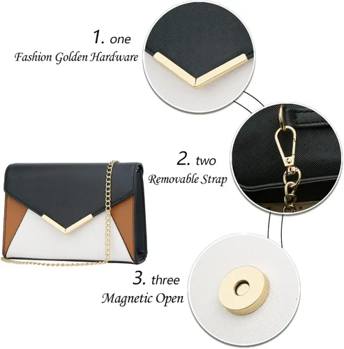 Vista 3 de KKXIU Elegante bolso de mano de cuero sintético para mujer bolso de mano para fiesta boda baile de graduación