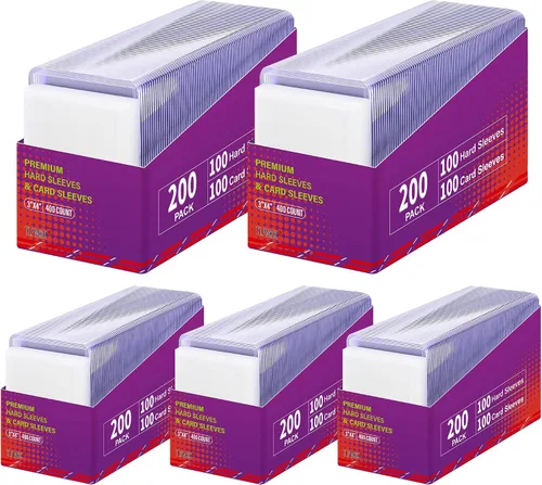 Vista 8 de Paquete de 200 fundas para tarjetas, fundas protectoras coleccionables de béisbol de 3 x 4 pulgadas, soporte para tarjetas de plástico duro