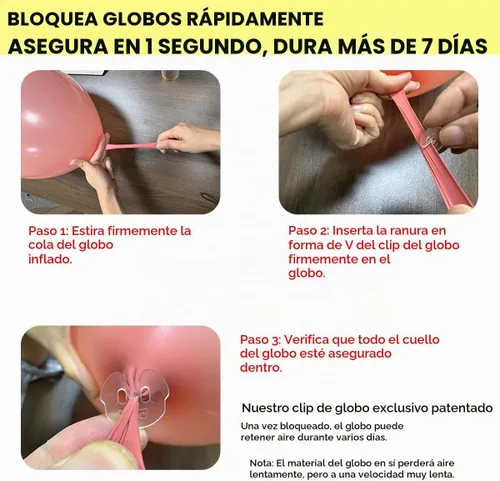 Vista 3 de Clips para globos, 100 piezas transparentes para globos de látex de 5 a 12 pulgadas, fácil de atar para helio y aire, clips de plástico duraderos