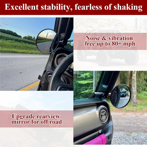 Vista 2 de Buling Doors off Mirrors - Espejos retrovisores profesionales todoterreno 2025, diseño mejorado compatible con Jeep Wrangler JL/JLU 2018-2023 y Jeep