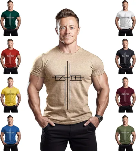 Vista 3 de Cross Faith - Camiseta de culturismo para hombre, para entrenamiento de gimnasio, camisetas de entrenamiento de moda, hipster, fitness