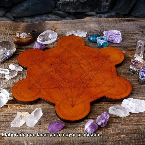 Vista 7 de Tablero de rejilla de cristal para piedras, cubo de Metatrón de 10 pulgadas de diámetro, tablero de geometría sagrada, amplifica el poder de tus