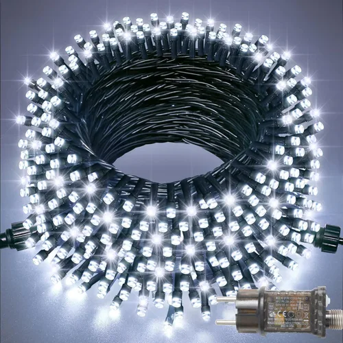 Vista 13 de JMEXSUSS Guirnalda de luces de Navidad de 200 LED azules y blancas, 66 pies, de exterior, expansible, para árbol, fiesta o decoración de hogar
