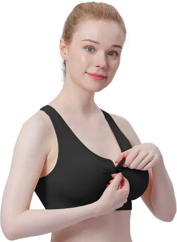 Vista 7 de Brasier deportivo con cierre frontal para mujer, posoperatorio, sin varillas, para yoga