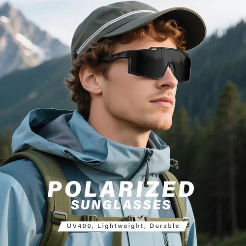 Vista 2 de Gafas de sol deportivas polarizadas para hombre, ciclismo, conducción, pesca, protección UV, ligeras, marco grande, gafas de bicicleta de montaña