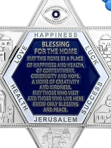 Vista 3 de My Daily Styles Colgante de pared de bendición de la estrella de David judía - Decoración de bendición para el hogar de Israel - Inglés